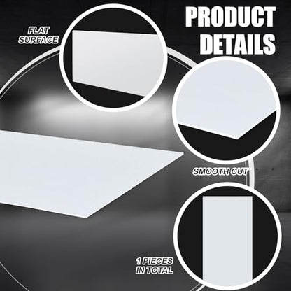Threehoney 1 Pcs 1/4" Thick 12 x 36 Inch White HDPE Plastic Sheet - color: White, size: 12 x 36 Inch