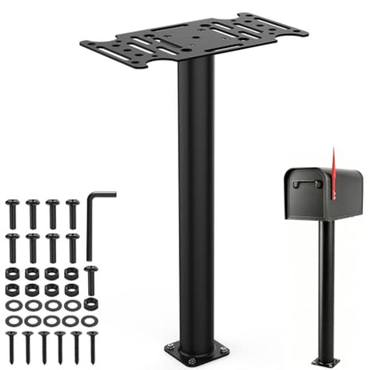 43" Black Metal Mailbox Post for Outside - size: 43" Post
