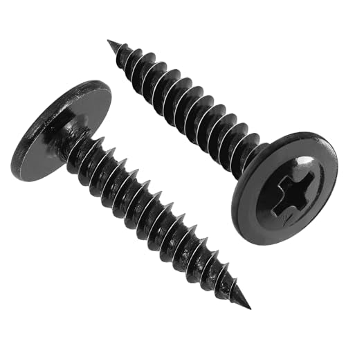 VGBUY 180Pcs #8 x 3/4 Inch Wood Screws Phillips Modified Truss Head Stainless Steel 410 Quick Metal Self Tapping Screws,Black Zinc Plated - color: Black, size: #8 x 3/4 inch