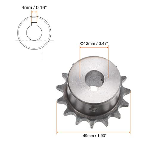 HARFINGTON Roller Chain Sprocket 15T Pitch 3/8" 12mm Bore A3 Carbon Steel