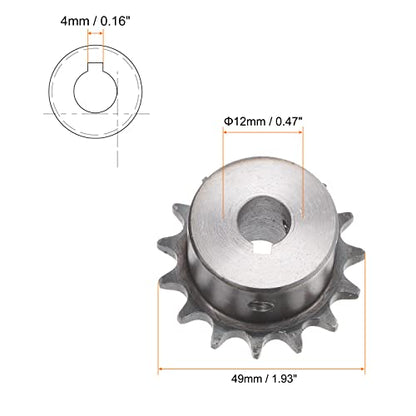 HARFINGTON Roller Chain Sprocket 15T Pitch 3/8" 12mm Bore A3 Carbon Steel