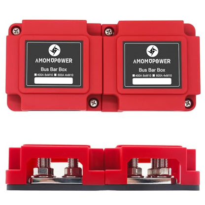 400A Bus Bar 8 M10 (3/8 inch) Terminal Studs Modular Design Tin Plated Copper Distribution Block Positive Pole Electrical Buss Bars 12-48 V DC with Cover for Trailer Marine Boat Car RV - color: 400A R&R