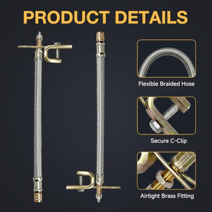 2 PCS 12" Metal Valve Stem Extenders, Flexible Stainless Steel Car Tire Valve Extension Kit with Clamps, Universal Braided Tire Stem Extender for Cars Trucks Trailers RVs - color: 12"