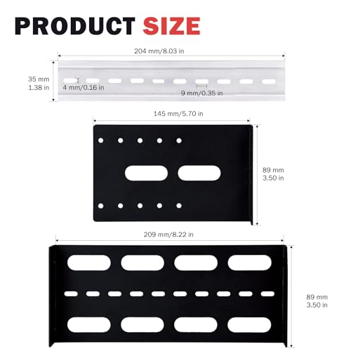 GeeekPi 10 inch 2U Adjustable DIN Rail Mount Bracket for DeskPi RackMate T1/T0/T2/T0 Plus/T1 Plus/TL1/T1/2 Plus, Compatible with 35mm Industrial Network Devices and 10 inch Server Rack Cabinet