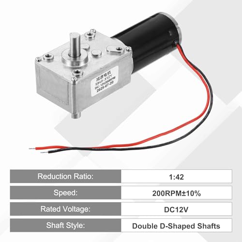 MECCANIXITY DC12V Worm Gear Motor, 200RPM 8mm D Shaft Self-Locking High Torque Speed Reduction Gear Motor for Automotive, Home Appliances, Robotics - style: 12V 200RPM