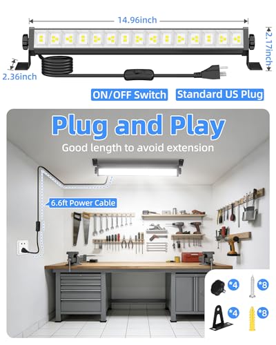 40W Shop Light for Garage, Plug in 5400LM with Switch+ 6.6FT Cord, 2 Pack - size: 2 Pack