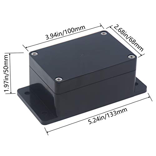2Packs Junction Box IP65 Waterproof ABS Plastic Electrical Project Case Power Junction Boxes, Project Box with Fixed Ear Black 3.94x2.68x1.97 inch(100x 68 x50 mm) - color: Fixed Ear Design, size: 3.94"x2.68"x1.97"(2Pcs)