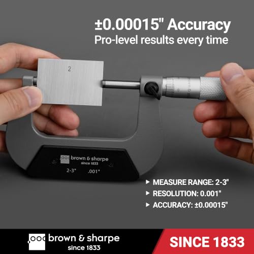 Brown & Sharpe 2-3" Outside Micrometer, 0.001" Graduation, Carbide Faces - size: 2-3 Inch