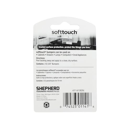 SoftTouch 3/8" Hexagon Self-Stick Noise Dampening Foam Cabinet Bumpers, 12 Pack, Tan, 12 Piece
