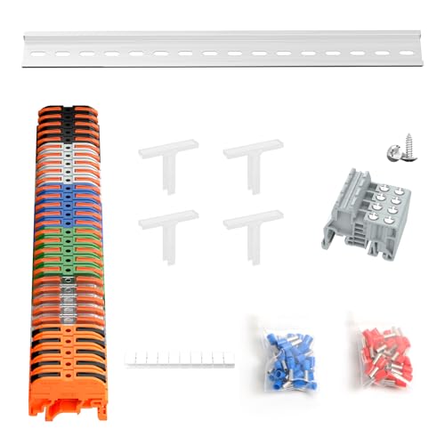 KV121 Terminal Block Kit, 24-12 AWG Compact Lever Wire Connectors - color: Black&White&Blue&Green&Orange, size: Terminal Block Kit