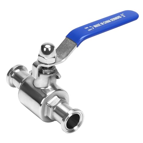 DERNORD 1/2" Tri-Clamp Ball Valve Stainless Steel 304,PTFE Lined. (3/4 inch Tube OD) - size: 3/4 inch Tube OD ( 1/2"TC )