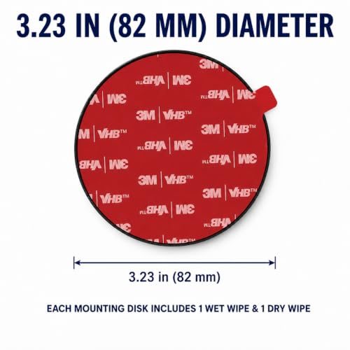 Dashboard Pad Mounting Disk for Suction Cup Mounts Only, 3.23 in Heat-Resistant Adhesive Base with Flexible Steel Reinforcement, Fits Flat & Curved Dashboards, Phone Holders, GPS & Dash Cams 2 Pack - style: 2 Count (Pack of 1)