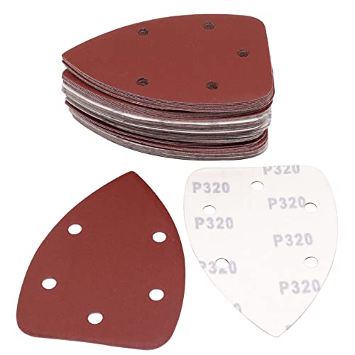 60 Pcs 320 Grit Mouse Detail Sander Sandpaper, Aluminum Oxide Mouse Sander Pads 5 Hole Palm Sander Pads Sanding Sheets for 140mm Mouse Sander - size: 320 Grit