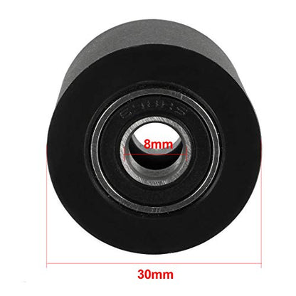 uxcell 2pcs 8x30x20mm Roller Idler Bearing Pulley Sliding Conveyor Wheel Black