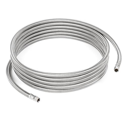 18 FT Refrigerator Water Line, 1/4" Compression Stainless Steel Braided Ice Maker Hose, Fridge Water Line for Refrigerator, Ice Maker Water Hose - size: 18 Feet