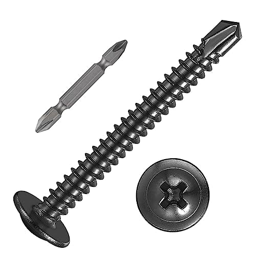 (150 pcs) Wensilon #10×1-1/2” for Sheet Metal Self-Tapping Screws 410 Black Stainless Steel Truss Head High-Strength Quick Tapping - color: Black, size: #10X1-1/2"