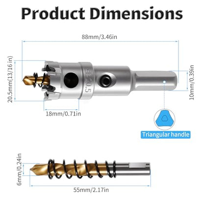 20.5mm TCT Hole Saw, 13/16", Heavy Duty Titanium Pilot Drill Bit - size: Φ20.5