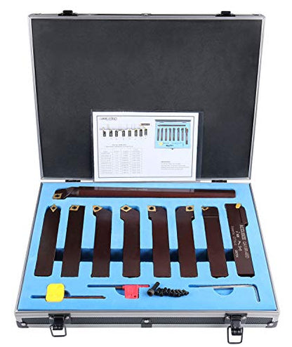 Accusize Industrial Tools 1" 9 Pieces/Set, Indexable Carbide Turning Tools and Boring Bar, 2988-0001 - style: For Cutting Steel