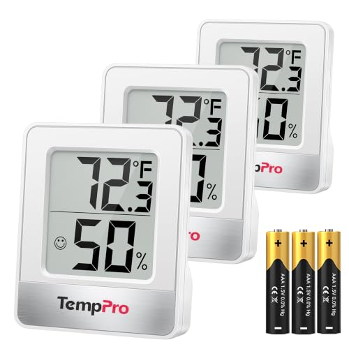 TempPro TP49 3 Pack Digital Hygrometer Indoor Thermometer - color: White Indoor Thermometer