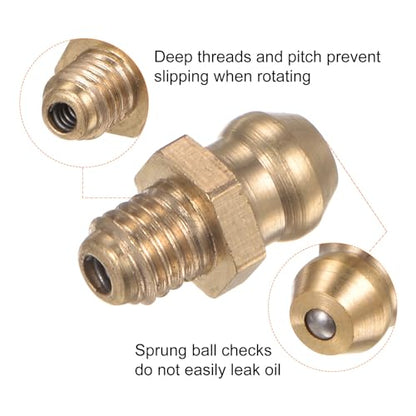 HARFINGTON 15pcs Brass Straight Grease Fitting M5x0.8mm Metric Thread Hydraulic Grease Nipple Accessories for Car - size: M5x0.8