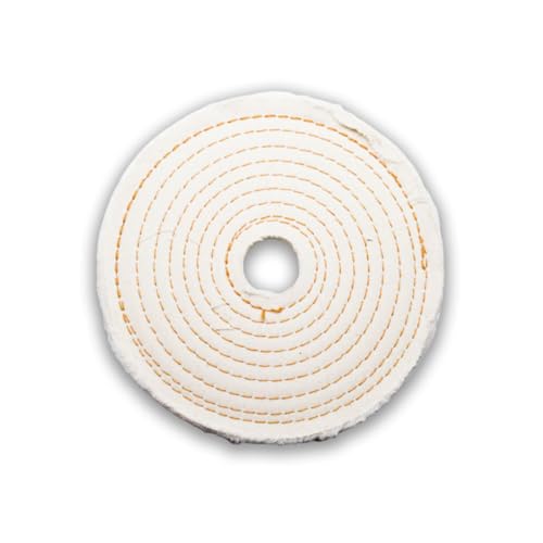 Benchmark Abrasives 6" Cotton Spiral Buffing Polishing Wheel for Bench Grinder with 1/4" Mandrel, for Polishing Finishing Smoothing on Aluminum, Stainless Steel (Cotton Spiral)