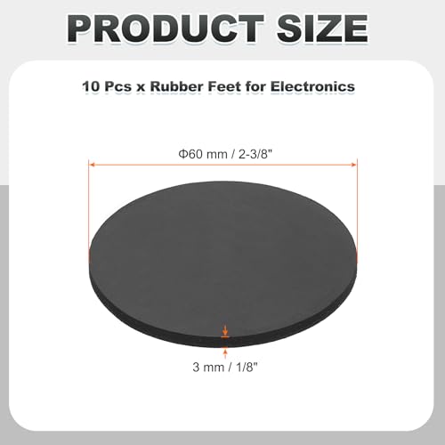 PATIKIL Non Slip Furniture Pads 2-3/8" (60mm x 3mm), 10 Pcs Adhesive Backed Round Rubber Feet Anti-Scratch Rubber Furniture Grippers for Hardwood Floor Electronics Bed Drawers DIY - size: 60mm x 3mm