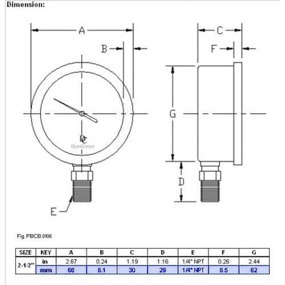 HFS(R) Vacuum Pressure Gauge -30 inHg to 150 PSI, Liquid Filled 2.5" Dial - size: -30inHg - 0 - 150PSI, style: Oil Gauge 2.5" (316SS)