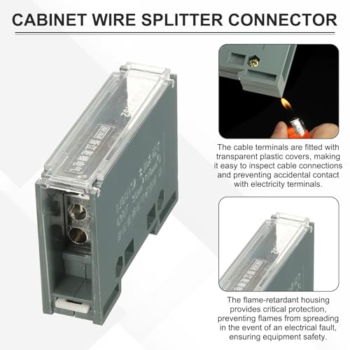 MECCANIXITY 1 in 4 Out Rail Terminal Blocks, 690V 150A Connectors Power Distribution Block Crimp Wiring Splitter with Flame-Retardant Housing for Power Distribution Cabinets 12-6AWG Gauge - size: 12-6AWG, style: 1 in 4 Out