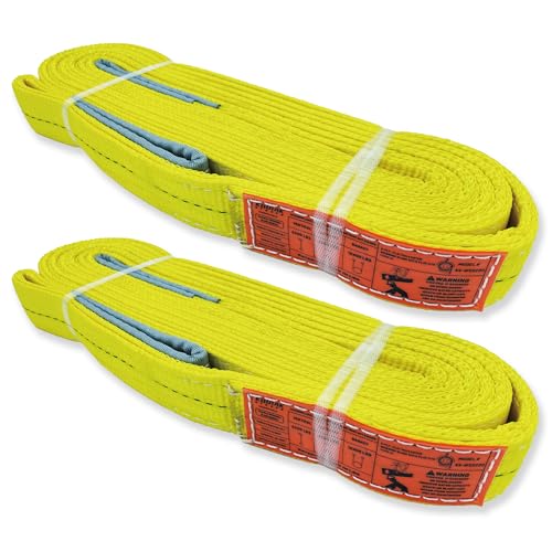 2-Ply Lifting Sling Straps 2”x 20ft - 6200lbs Vertical Capacity Heavy Duty Flat Eye Lift Sling, for Rigging Moving Towing Hoisting -2Pack - Kodiak Straps - color: 2 PACK, size: 2inch x 20ft