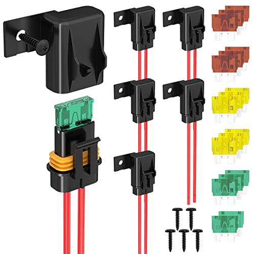 DaierTek Inline Fuse Holder 12V 12 AWG Waterproof ATC/ATO Blade Fuse Holder with 20 Amp 30 Amp 40 Amp Inline Fuse Heavy Duty in Line Fuse Holder for Marine Automotive Vehicle -6Pcs - color: Fixable