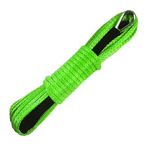 TOUGH 1/4" x 50 ft 10,000LBs Synthetic Winch Line Cable Rope with Black Protecing Sleeve for ATV UTV Winches Truck Boat (Green, 1/4" x 50 ft) - color: Green