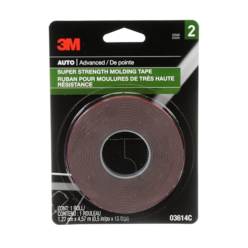 3M Scotch-Mount Automotive Molding Tape, Super Strength Double-Sided Adhesive, 1/2 Inch x 15 Ft per Roll (Pack of 2) – for Car Trim, Emblems, Moldings - size: 2 Pack