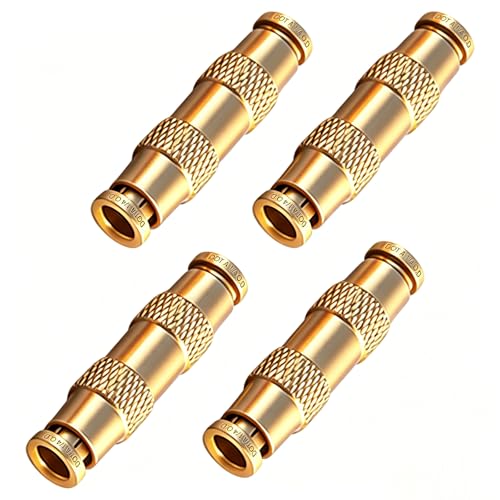 1/4" DOT Brass Push to Connect Air Brake Fitting, 4 Pack Pneumatic Tube Union Connector, 1/4 Inch Tube OD Push-in Fitting for Truck Trailer Air Lines & Industrial Piping Systems - size: 1/4inch