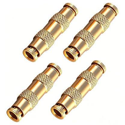 1/4" DOT Brass Push to Connect Air Brake Fitting, 4 Pack Pneumatic Tube Union Connector, 1/4 Inch Tube OD Push-in Fitting for Truck Trailer Air Lines & Industrial Piping Systems - size: 1/4inch