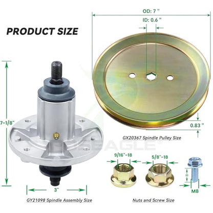 2 Pcs GY21098 Spindle Assembly for John Deere D105 D110 D130 Decks - color: A4 2xSpindle+2xGX20367+1/2x103 Belt
