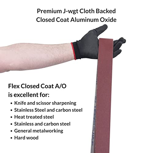 Red Label Abrasives 2 X 72 Inch 800 Grit Flexible Aluminum Oxide Ultra Fine Sanding Belts, 6 Pack