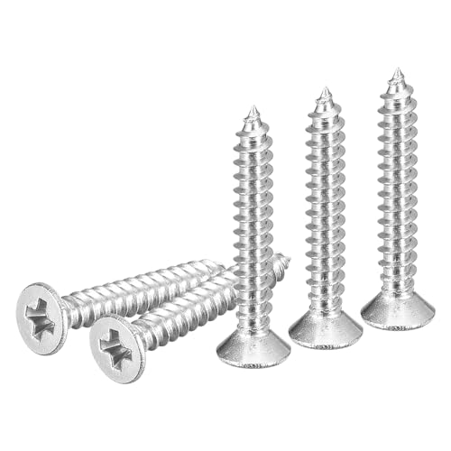 DTGN 100Pcs #4x3/4 Flat Head Wood Screws, 304 Stainless Steel Phillips Self Tapping Screws - Good for Woodworking, Furniture - Silver - color: Silver, size: #4x3/4"