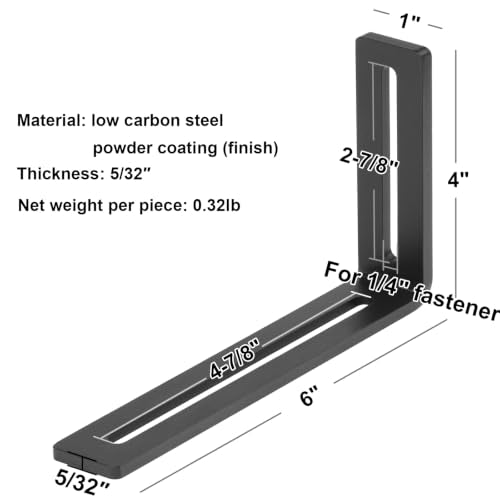 6 PCS Adjustable Slotted L Angle Bracket, 6" x 4" x 1" - size: 6"x4"x1"