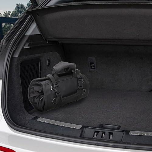 Tool Roll Bag, Tool Bag Organizer, Tool Carrier Roll UP Storage Pouches with 6 Zipper Pockets & Strap, Gifts for Men Mechanic Electrician Hobbyist (Black) - color: Black