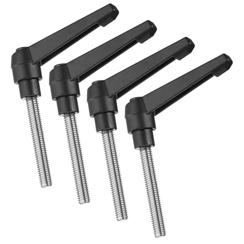 uxcell 4pcs Clamping Lever Handles, M8 x 50mm 304 Stainless Steel Threaded Male Stud, Adjustable Handles Locking Quick Release Ratchet Push Button Bolt Knobs, Black - size: M8 x 50mm
