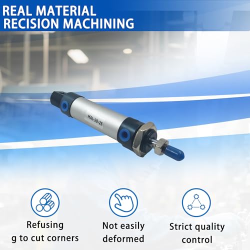CG WEITENG Pneumatic Mini Pneumatic Cylinder MAL Single Rod Aluminum Double Acting Pneumatic Cylinder 20mm Bore 25mm Stroke(MAL20x25) - color: MAL-20 mm, size: 25 mm