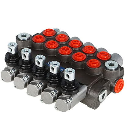 findmall 5 Spool 13GPM Hydraulic Control Valve 3600PSI SAE Ports Double Acting Hydraulic Directional Control Valve for Tractors Loaders Tanks