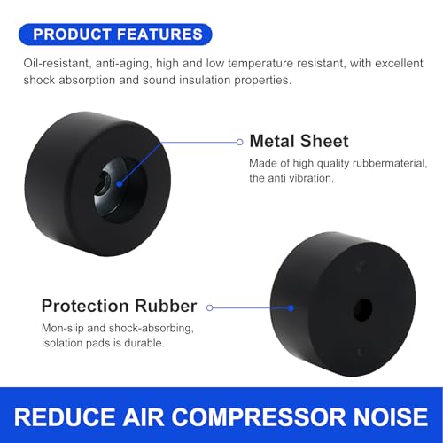 8PCS 192310GS Air Compressor Isolation Pads Anti Vibration Rubber Feet with Stainless Steel Washers Fit for Coleman Powermate Sanborn Noise Reduction & Shock Absorber