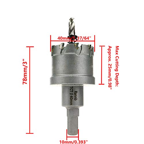 Carbide Hole Saw 40mm/1-37/64 Cutting Dia Hole Cutter for Cutting Stainless Steel & Iron - size: 1-37/64"/40mm