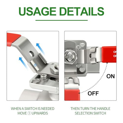 TAISHER 1PCS 1-1/4" FNPT Heavy Duty 2PC High Platform Ball Valve 304 Stainless Steel with Red Handles W0G1000 - size: 1-1/4" FNPT