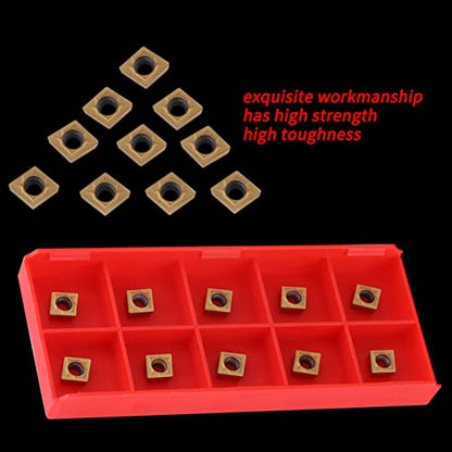 10PCS Carbide Inserts, CNC CCMT060204 HM YBC251 Carbide Lathe Tools, Blade Cutter Lathe Turning Tool with Storage Case for Semi Finishing Steel