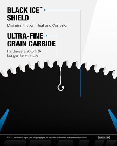 CRALY 14 Inch 120 Teeth Aluminum and Non-Ferrous Metal Cutting Circular Saw Blade, 1 Inch Arbor, Carbide Tipped, Thin Kerf, Black Ice™, for Thin Aluminum, Plastic, Composite(C14120AL) - size: 14", 1" arbor, 120T