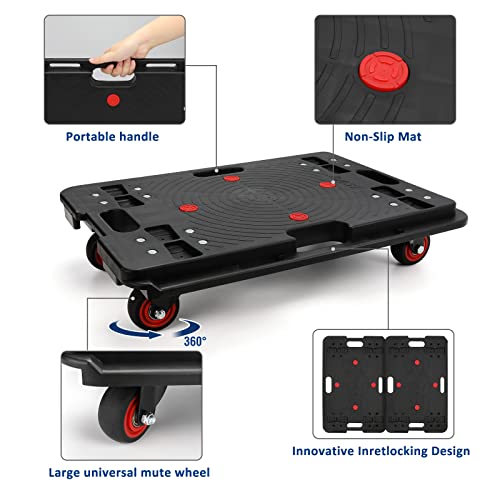 Nellyke Furniture Dolly, Large Moving Dolly, 24in-16in Furniture Movers with Wheels of 800Lbs Capacity, Flat Connectable and Portable Dollies for Heavy Appliance, Black - color: Black/1 Pack-l