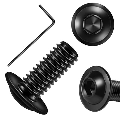 Mywish M8 x 16mm 20Pcs Flange Button Head Hex Socket Cap Screws Bolts, 304 Stainless Steel Furniture M8x1.25 Bolts Full Thread, Black Oxide & Hex Spanner - color: Black-M8, size: 16mm