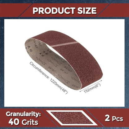 2 Pcs Sanding Belts 6 x 48 Inch 40 Grit Aluminum Oxide - size: 6 x 48 Inch(40 Grits)